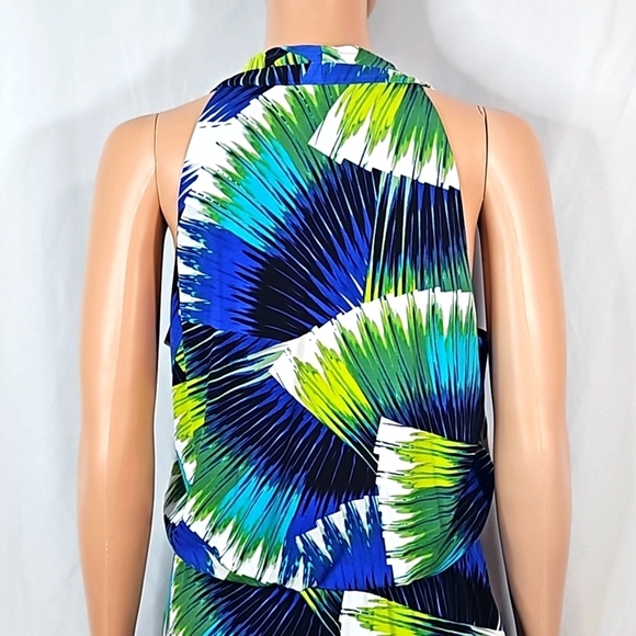 Maggy London Green & Blue Dress Sz 10 - Picture 5 of 7